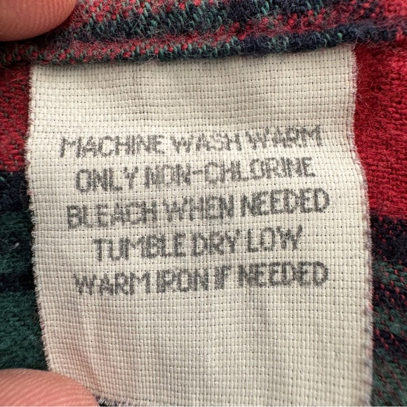 Vintage LL Bean Plaid Flannel Button Down Shirt Red Green Mens Large - Picture 12 of 12